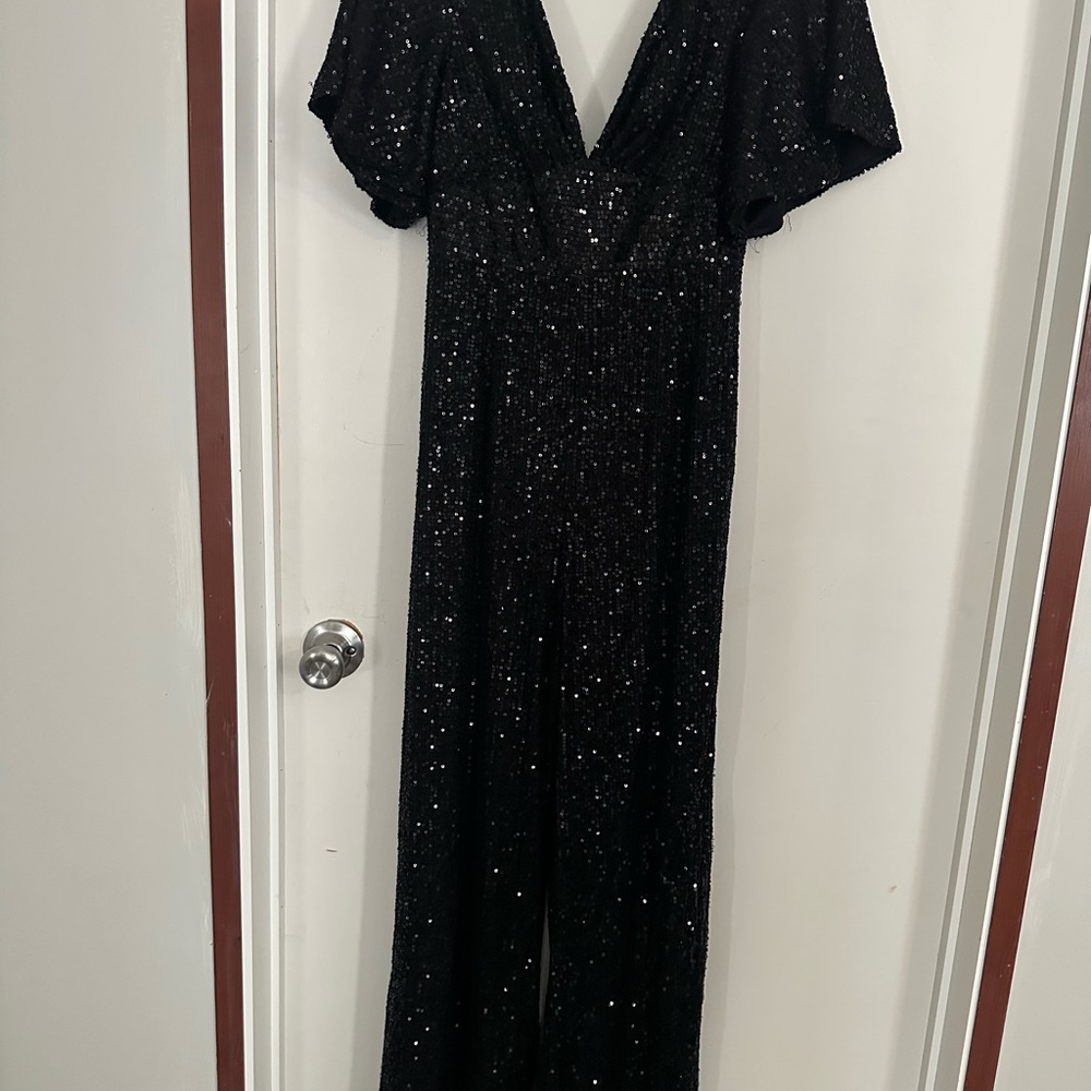 Glamorous Black Glitter Jumpsuit